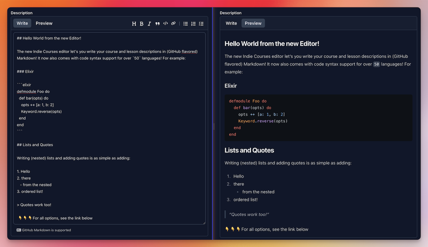 The markdown editor